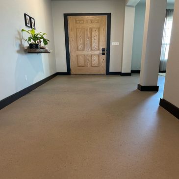 Sealed Concrete services in this new modern home development in Texas, matte urethane flooring