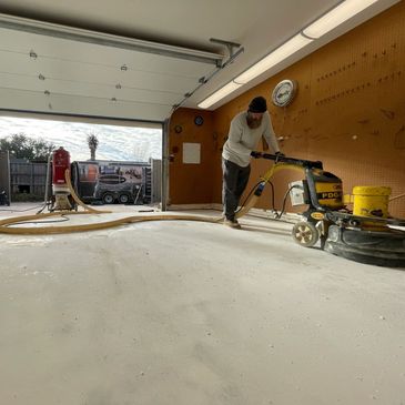 Surface Preparation for epoxy flake floor and garage floor coatings, diamond grind concrete first