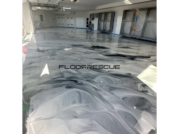 White Metallic Garage Floors by FloorRescue®, metallic epoxy, polyaspartic metallics, custom floors