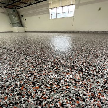 Industrial Flooring | Resin Flake Floors for antimicrobial and aesthetics, vinyl chip broadcast floo
