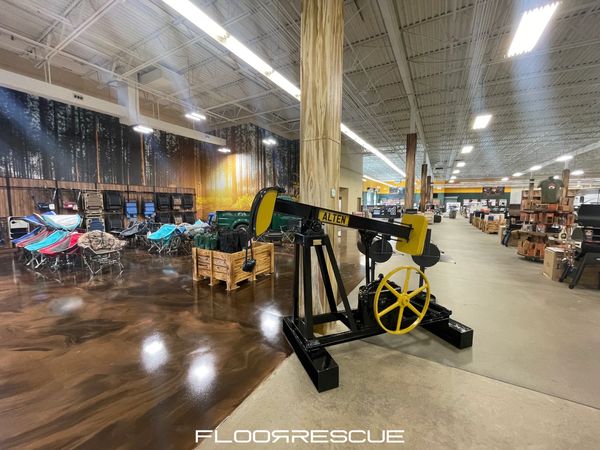 Commercial Retail Concrete Floors with metallic epoxy showroom and sealed concrete sales floors