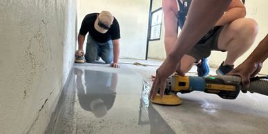 Concrete Floor Grinding in all of our training teaching safe practice and tool use for concrete