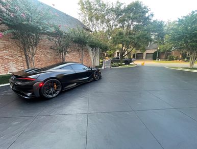 matte black concrete sealed driveway in Dallas, TX by floorrescue, colored concrete sealer