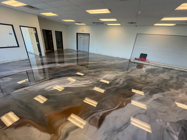 Metallic Epoxy Show Room Floors by FloorRescue, money coat metallic floor systems in the USA