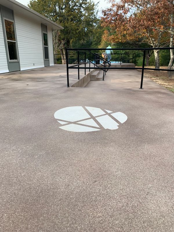 Hidden Acres Ranch stained concrete porches with logo design, stained patios ion east Texas