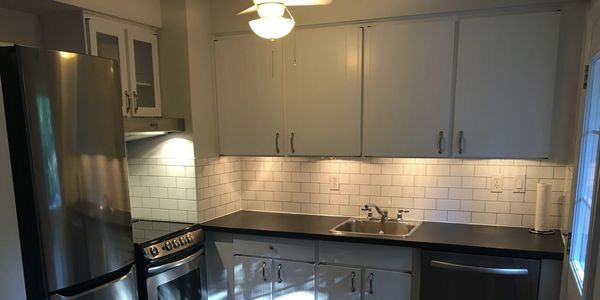 Minor Renovation, Kitchen refresh, backsplash, Subway tile, handyman, Home repair, new counter tops.