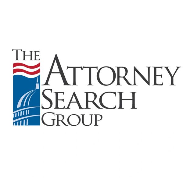 Logo with text The Attorney Search Group and a blue and red emblem.