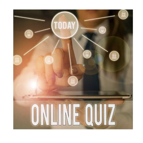 Person initiating an online quiz today using a tablet.