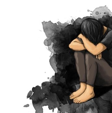 drawing of a women setting in depression