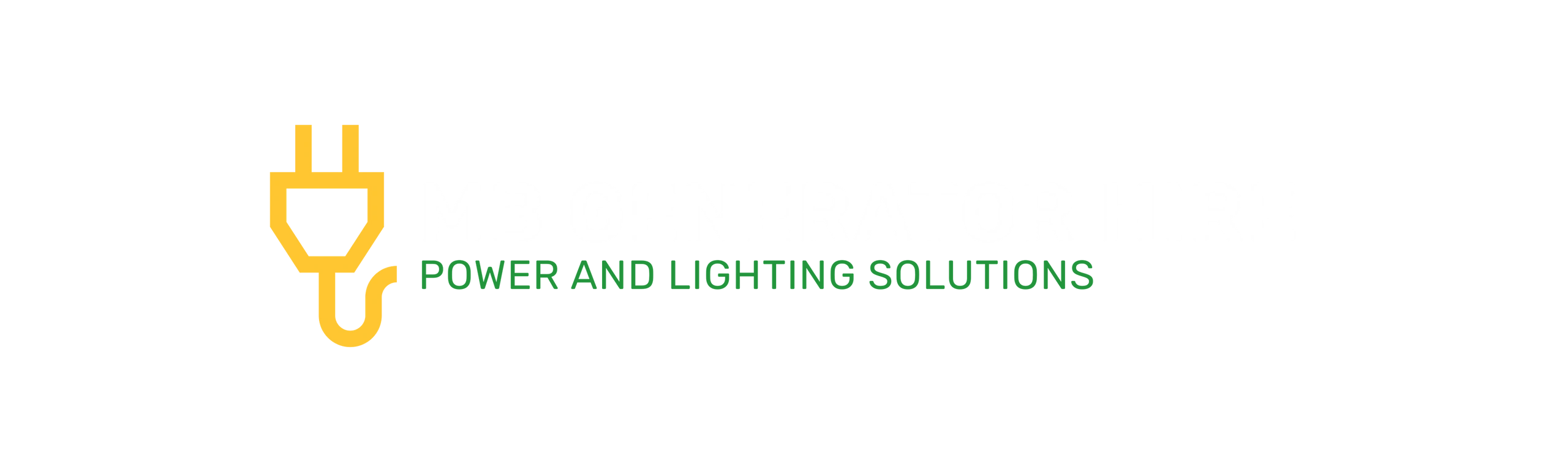 Logo for MB Generator Hire with a yellow plug icon and green tagline.