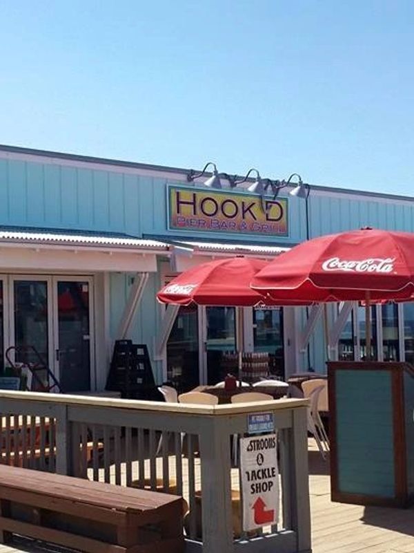 Exterior of Hook D restaurant and deck.