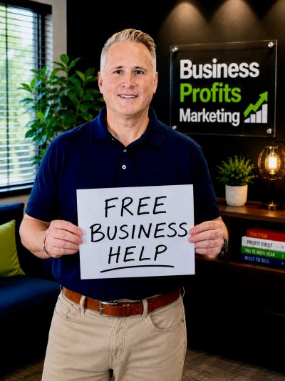 Man offering free business help in office setting.