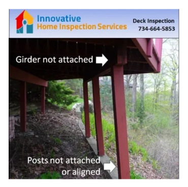 Deck not structurally sound contact Innovative Home Inspection Canton MI