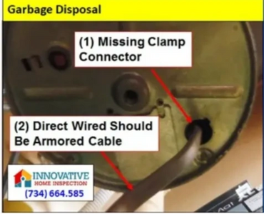 Disposal missing wire clamp contact Innovative Home Inspection Canton MI