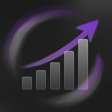 ESN Commerce bar chart with purple graffiti arrows showing scalable e-commerce growth.