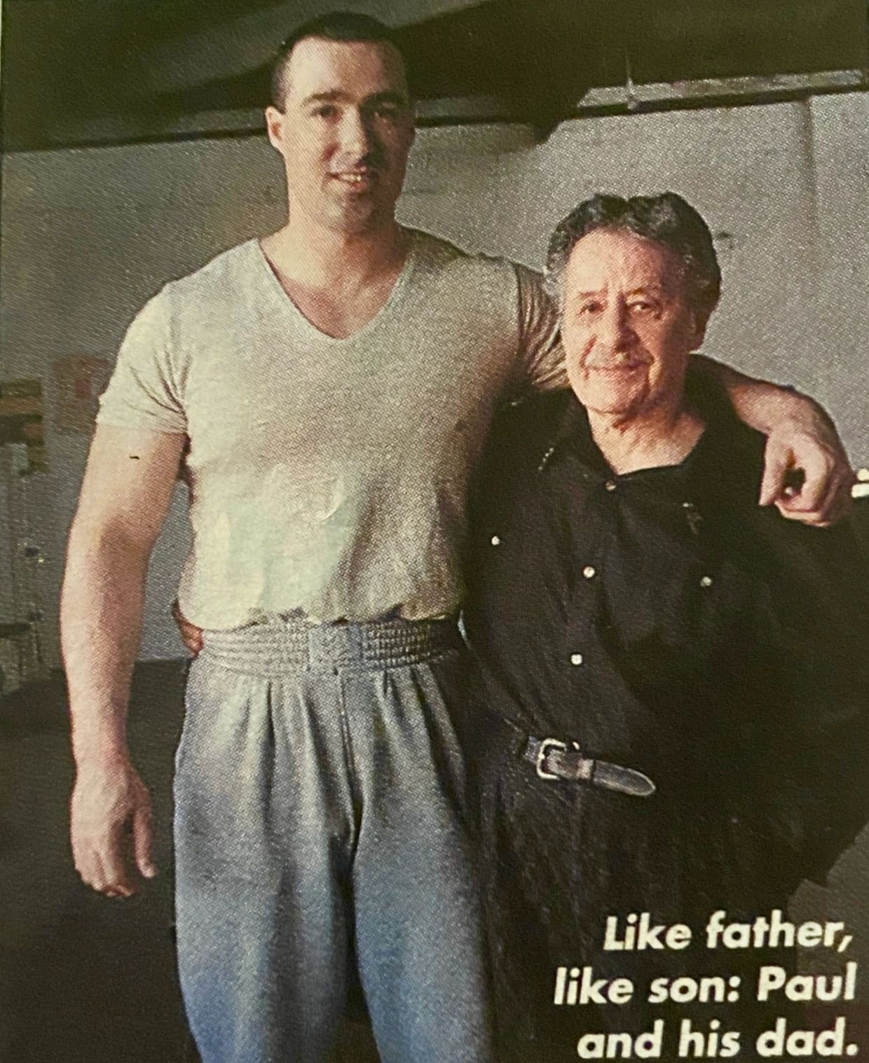 Mighty Apollo & his eldest son Paul Anderson, 1994 at The Mighty Apollo Gym in West Melbourne.