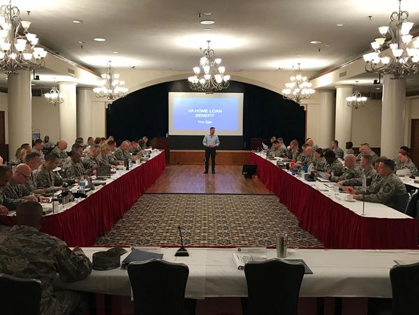 Tony Dias at Randoph Air Force Base teaching soldiers about their VA Home Loan entitlement