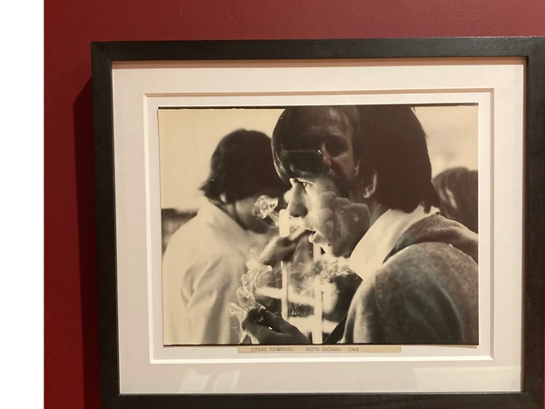 Bill Wyman & Mick Jagger - 1964 - B&W photo - Glacier White window mount with a 20mm flat oak frame
