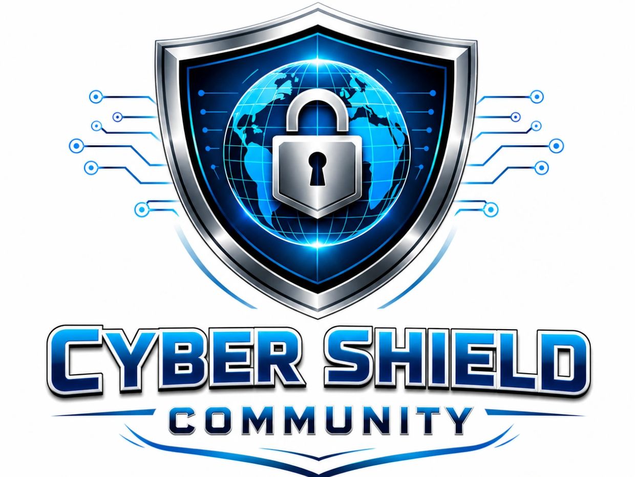 Cyber Shield Community logo with a globe and lock on a shield.