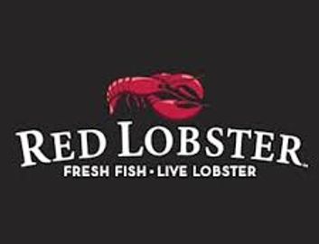 Red Lobster logo with a red lobster and white text on black background.