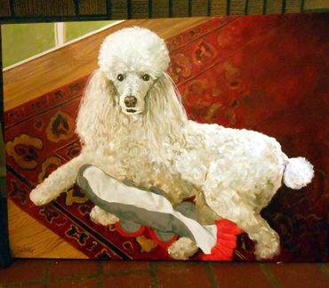 Standard White Poodle Painting