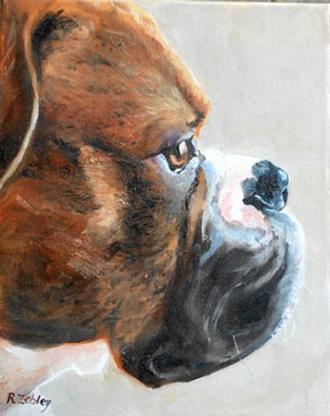 Boxer Dog Portrait Painting