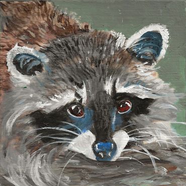 SOLD! Raccoon Oil Painting for sale