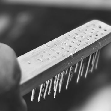 Homemade nail brush, made for carving substrates, handmade by David Kujda.