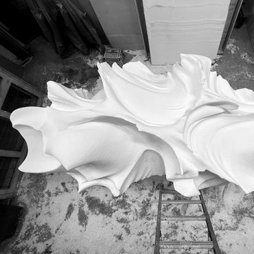 Top view of a complex organic sculpture by David Kujda. Stunning forms colliding and intersecting.