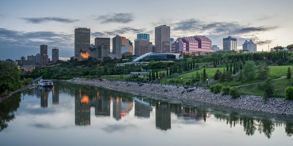Edmonton river valley at sunset.