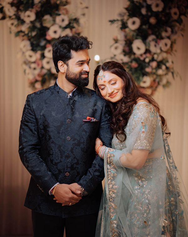Bride and groom posing during a grand outdoor wedding shoot in Ranchi by Memories by RK