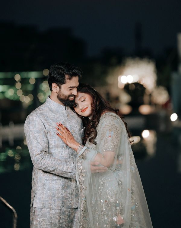 Bride and groom posing during a grand outdoor wedding shoot in Ranchi by Memories by RK