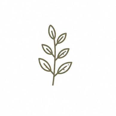 Minimalist icons of a branch, painting palette, group of people, and a heart mug.