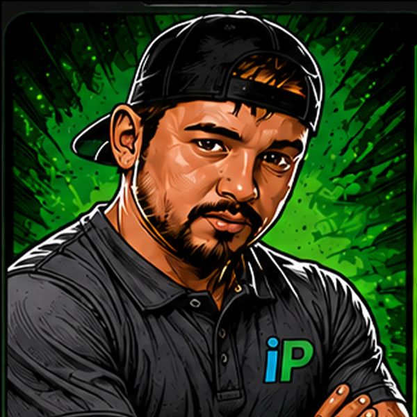 Illustrated portrait of a man wearing a black cap and polo shirt.
