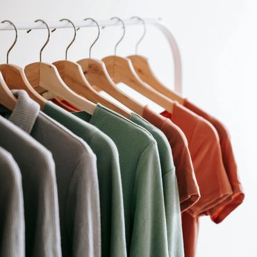 colorful shirts on hangers