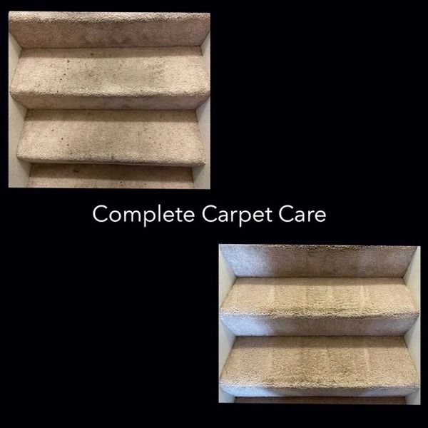 Before and after dirty and clean residential stairs carpet