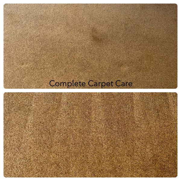 Before and after dirty and clean residential carpet with a stain