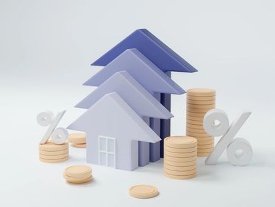 Wood house model or up arrow on pastel background,