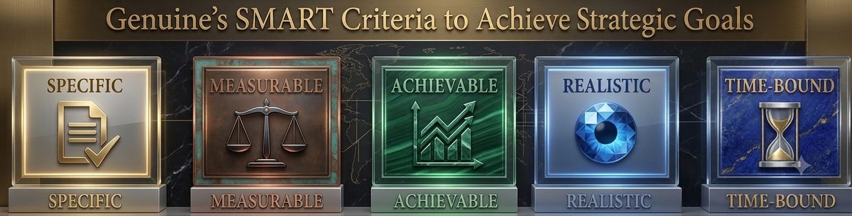 Five blocks showing the SMART criteria for goals.