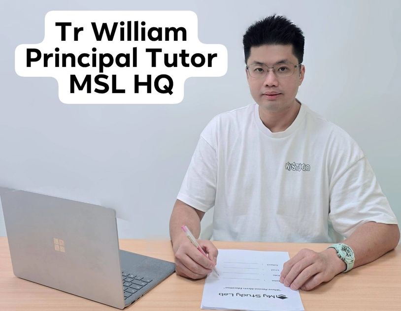 Tutor William at MSL HQ with laptop and documents.