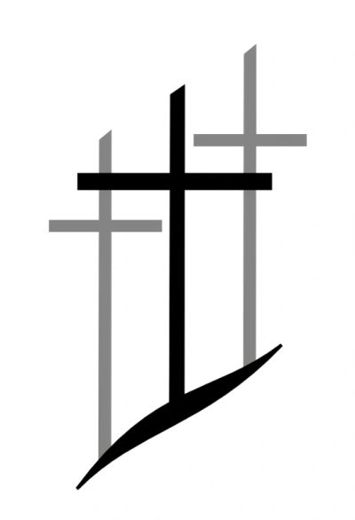 Three crosses in a minimalist style.