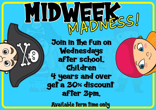 Midweek madness is our discount of the week with 30% off admissions on Wednesdays after 3pm.