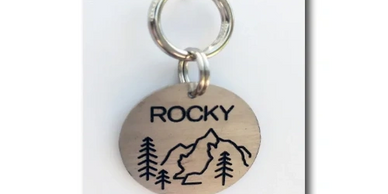 Mountain Scene Engraved ID Tag