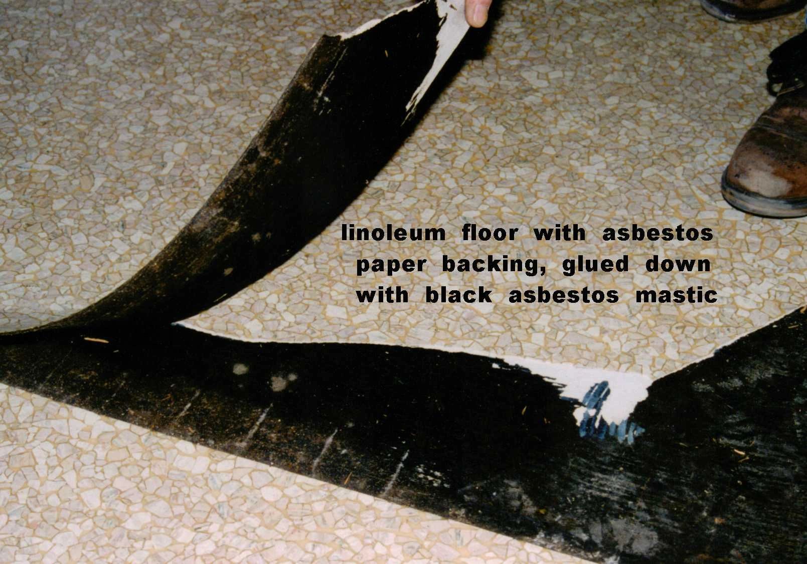 Asbestos backed linoleum type kitchen flooring