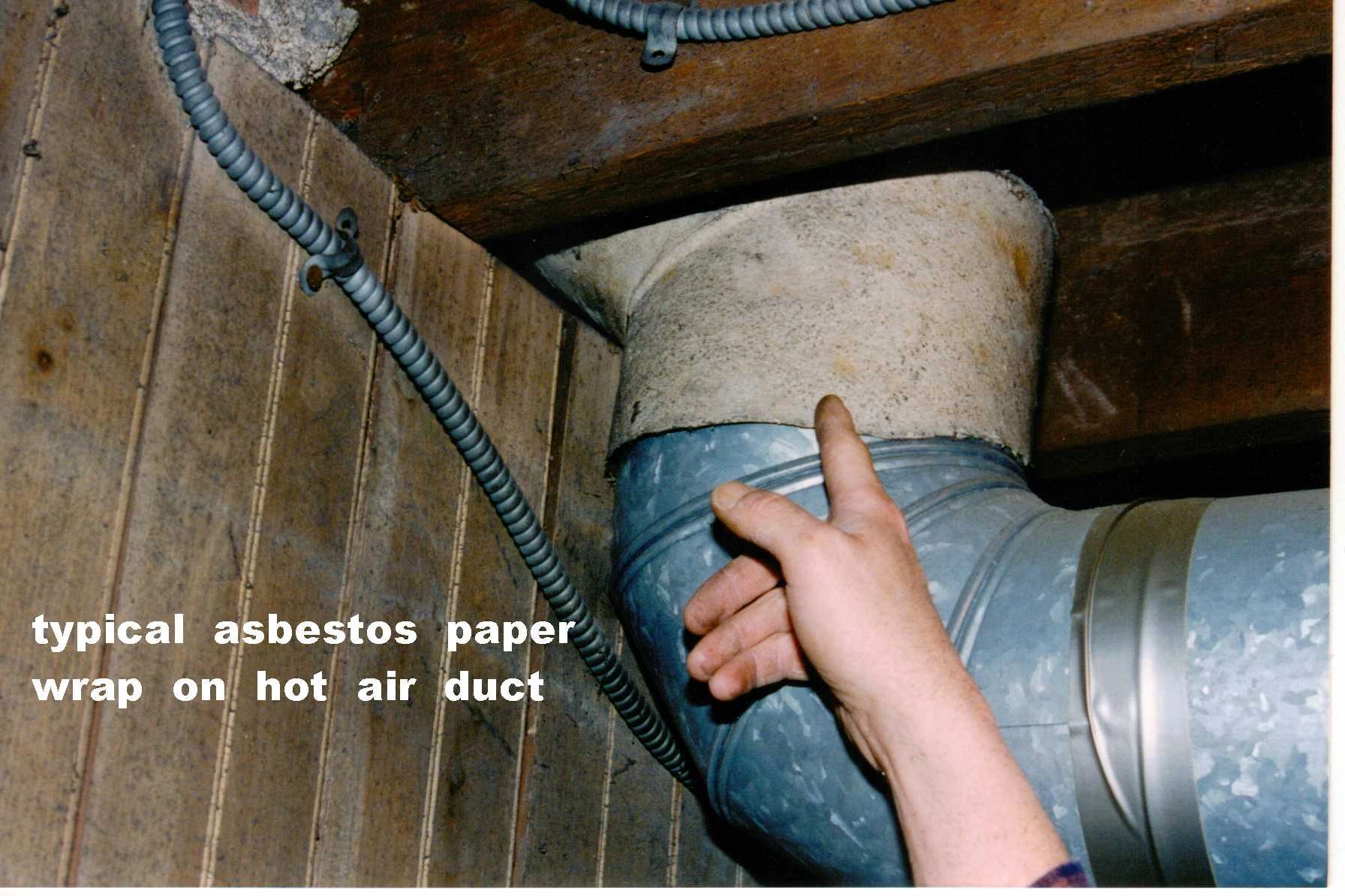 Asbestos thermal paper on a residential heating duct