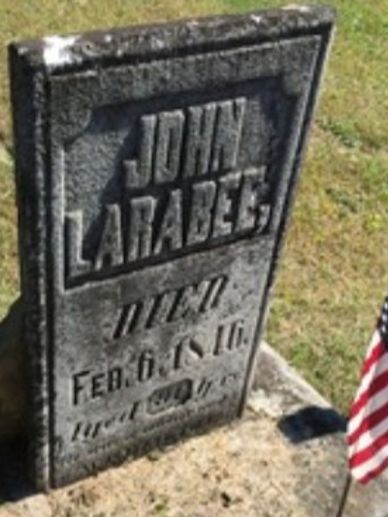 Gravestone of John Larabee who died in 1871.