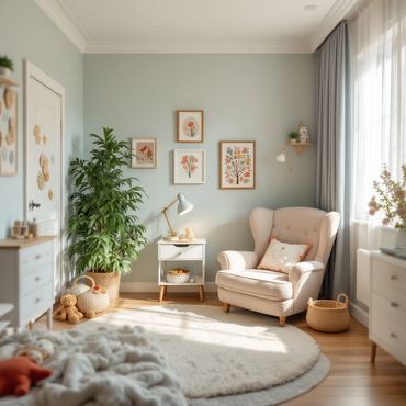 Nursery with blue painted walls