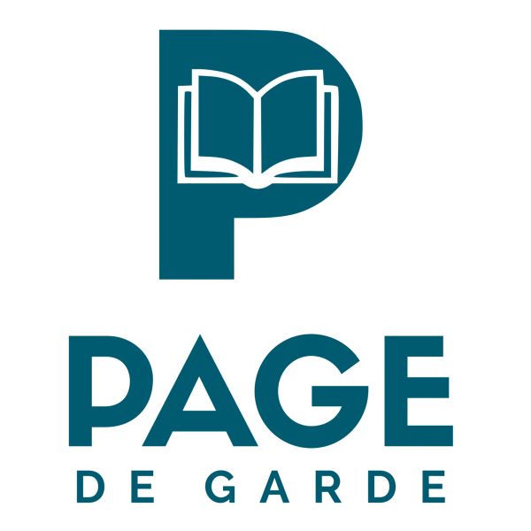 Logo de Page de Garde avec un P et un livre ouvert.