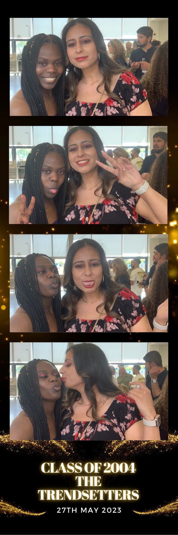 party photo booth strip with two people posing