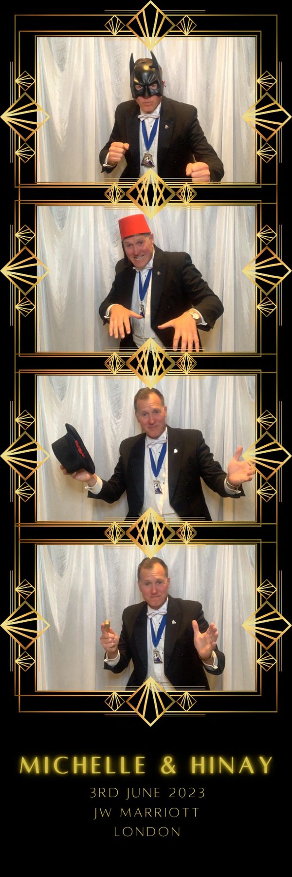 Great Gatsby photo booth strip with a person posing